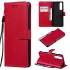 For Sony Xperia 5 III Solid Color Horizontal Flip Protective Leather Case with Holder & Card Slots & Wallet & Photo Frame & Lanyard(Red) - 1
