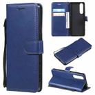 For Sony Xperia 5 III Solid Color Horizontal Flip Protective Leather Case with Holder & Card Slots & Wallet & Photo Frame & Lanyard(Blue) - 1