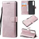 For Sony Xperia 5 III Solid Color Horizontal Flip Protective Leather Case with Holder & Card Slots & Wallet & Photo Frame & Lanyard(Rose Gold) - 1