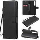 For Sony Xperia 1 III Solid Color Horizontal Flip Protective Leather Case with Holder & Card Slots & Wallet & Photo Frame & Lanyard(Black) - 1