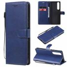 For Sony Xperia 1 III Solid Color Horizontal Flip Protective Leather Case with Holder & Card Slots & Wallet & Photo Frame & Lanyard(Blue) - 1