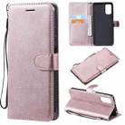 For Xiaomi Redmi Note 10 5G / Poco M3 Pro Solid Color Horizontal Flip Protective Leather Case with Holder & Card Slots & Wallet & Photo Frame & Lanyard(Rose Gold) - 1