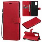 For Xiaomi Redmi Note 10 4G Solid Color Horizontal Flip Protective Leather Case with Holder & Card Slots & Wallet & Photo Frame & Lanyard(Red) - 1