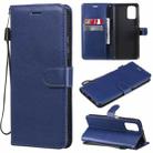 For Xiaomi Redmi Note 10 4G Solid Color Horizontal Flip Protective Leather Case with Holder & Card Slots & Wallet & Photo Frame & Lanyard(Blue) - 1