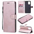 For Xiaomi Redmi Note 10 4G Solid Color Horizontal Flip Protective Leather Case with Holder & Card Slots & Wallet & Photo Frame & Lanyard(Rose Gold) - 1