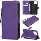 For Xiaomi Mi 11 Lite Solid Color Horizontal Flip Protective Leather Case with Holder & Card Slots & Wallet & Photo Frame & Lanyard(Purple) - 1