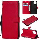 For Xiaomi Mi 11 Lite Solid Color Horizontal Flip Protective Leather Case with Holder & Card Slots & Wallet & Photo Frame & Lanyard(Red) - 1