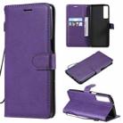 For LG Stylo 7 5G / 4G Solid Color Horizontal Flip Protective Leather Case with Holder & Card Slots & Wallet & Photo Frame & Lanyard(Purple) - 1