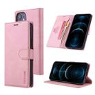 For iPhone 12 mini TAOKKIM Skin Feel Calf Texture Horizontal Flip PU Leather Case with Holder & Card Slots & Photo Frame & Wallet (Pink) - 1