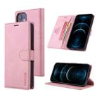 TAOKKIM Skin Feel Calf Texture Horizontal Flip PU Leather Case with Holder & Card Slots & Photo Frame & Wallet For iPhone 12 Pro Max(Pink) - 1