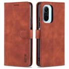 For Xiaomi Poco F3 AZNS Skin Feel Calf Texture Horizontal Flip Leather Case with Card Slots & Holder & Wallet(Brown) - 1