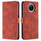 For Xiaomi Redmi Note 9 5G AZNS Skin Feel Calf Texture Horizontal Flip Leather Case with Card Slots & Holder & Wallet(Brown) - 1