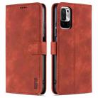 For Xiaomi Redmi Note 10 5G AZNS Skin Feel Calf Texture Horizontal Flip Leather Case with Card Slots & Holder & Wallet(Brown) - 1