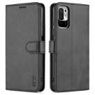 For Xiaomi Poco M3 Pro 5G AZNS Skin Feel Calf Texture Horizontal Flip Leather Case with Card Slots & Holder & Wallet(Black) - 1