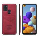 For Samsung Galaxy A21s TAOKKIM Retro Matte PU Leather + PC + TPU Shockproof Back Cover Case with Holder & Card Slot(Red) - 1