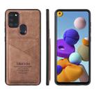 For Samsung Galaxy A21s TAOKKIM Retro Matte PU Leather + PC + TPU Shockproof Back Cover Case with Holder & Card Slot(Brown) - 1
