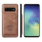 For Samsung Galaxy S10 TAOKKIM Retro Matte PU Leather + PC + TPU Shockproof Back Cover Case with Holder & Card Slot(Brown) - 1