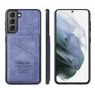 For Samsung Galaxy S21+ 5G TAOKKIM Retro Matte PU Leather + PC + TPU Shockproof Back Cover Case with Holder & Card Slot(Blue) - 1