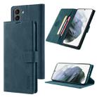 For Samsung Galaxy S21 5G TAOKKIM Skin Feel Calf Texture Horizontal Flip PU Leather Case with Holder & Card Slots & Photo Frame & Wallet(Blue) - 1