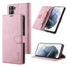 For Samsung Galaxy S21 5G TAOKKIM Skin Feel Calf Texture Horizontal Flip PU Leather Case with Holder & Card Slots & Photo Frame & Wallet(Pink) - 1