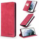 For Samsung Galaxy S21 5G TAOKKIM Retro Matte PU Horizontal Flip Leather Case with Holder & Card Slots(Red) - 1