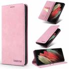 For Samsung Galaxy S21 Ultra 5G 5G TAOKKIM Retro Matte PU Horizontal Flip Leather Case with Holder & Card Slots(Pink) - 1