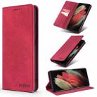 For Samsung Galaxy S21 Ultra 5G 5G TAOKKIM Retro Matte PU Horizontal Flip Leather Case with Holder & Card Slots(Red) - 1
