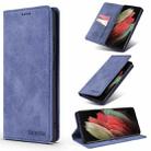 For Samsung Galaxy S21 Ultra 5G 5G TAOKKIM Retro Matte PU Horizontal Flip Leather Case with Holder & Card Slots(Blue) - 1