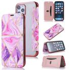 For iPhone 12 Pro Max Bronzing Plating PU + TPU Horizontal Flip Leather Case with Holder & Card Slot(Pink Purple) - 1