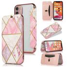 Bronzing Plating PU + TPU Horizontal Flip Leather Case with Holder & Card Slot For iPhone 11(Pink White) - 1
