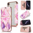 For iPhone XR Bronzing Plating PU + TPU Horizontal Flip Leather Case with Holder & Card Slot(Pink Purple) - 1