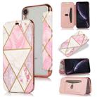 For iPhone XR Bronzing Plating PU + TPU Horizontal Flip Leather Case with Holder & Card Slot(Pink White) - 1