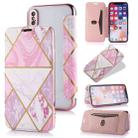 For iPhone X / XS Bronzing Plating PU + TPU Horizontal Flip Leather Case with Holder & Card Slot(Pink White) - 1