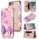 For iPhone SE 2022 / SE 2020 / 8 / 7 Bronzing Plating PU + TPU Horizontal Flip Leather Case with Holder & Card Slot(Pink Purple) - 1