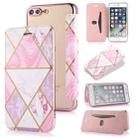 Bronzing Plating PU + TPU Horizontal Flip Leather Case with Holder & Card Slot For iPhone 8 Plus & 7 Plus(Pink White) - 1