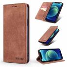 For iPhone 12 mini TAOKKIM Retro Matte PU Horizontal Flip Leather Case with Holder & Card Slots (Brown) - 1