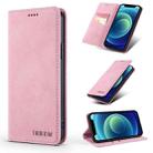 For iPhone 12 / 12 Pro TAOKKIM Retro Matte PU Horizontal Flip Leather Case with Holder & Card Slots(Pink) - 1