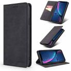 For iPhone XR TAOKKIM Retro Matte PU Horizontal Flip Leather Case with Holder & Card Slots(Black) - 1
