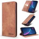 For iPhone XR TAOKKIM Retro Matte PU Horizontal Flip Leather Case with Holder & Card Slots(Brown) - 1