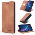 For iPhone XS Max TAOKKIM Retro Matte PU Horizontal Flip Leather Case with Holder & Card Slots(Brown) - 1