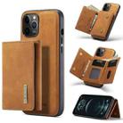 For iPhone 12 / 12 Pro DG.MING M1 Series 3-Fold Multi Card Wallet + Magnetic Back Cover Shockproof Case with Holder Function(Brown) - 1
