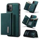 For iPhone 12 / 12 Pro DG.MING M1 Series 3-Fold Multi Card Wallet + Magnetic Back Cover Shockproof Case with Holder Function(Green) - 1