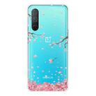 For OnePlus Nord CE 5G Colored Drawing Pattern High Transparent TPU Protective Case(Fallen Cherry Blossoms) - 1