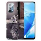 For OnePlus Nord N200 5G Colored Drawing Clear TPU Protective Case(Reflection Cat Tiger) - 1