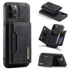 For iPhone 12 / 12 Pro DG.MING M2 Series 3-Fold Multi Card Bag + Magnetic Back Cover Shockproof Case with Wallet & Holder Function(Black) - 1