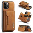 For iPhone 12 / 12 Pro DG.MING M2 Series 3-Fold Multi Card Bag + Magnetic Back Cover Shockproof Case with Wallet & Holder Function(Brown) - 1