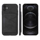 For iPhone 12 mini TAOKKIM Retro Matte PU Leather + PC + TPU Shockproof Back Cover Case with Holder & Card Slot (Black) - 1