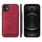 For iPhone 12 mini TAOKKIM Retro Matte PU Leather + PC + TPU Shockproof Back Cover Case with Holder & Card Slot (Red) - 1