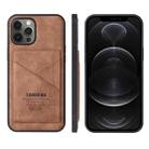 For iPhone 12 Pro Max TAOKKIM Retro Matte PU Leather + PC + TPU Shockproof Back Cover Case with Holder & Card Slot(Brown) - 1