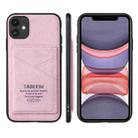For iPhone 11 TAOKKIM Retro Matte PU Leather + PC + TPU Shockproof Back Cover Case with Holder & Card Slot (Pink) - 1